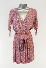 Gap Floral Dress Women's XS Wrap Tied Short Sleeves Knee Length Elastic Waist