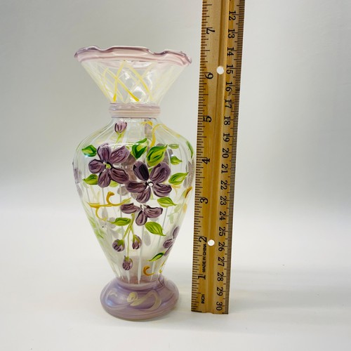 Tracy Porter Glass Hand Painted 6" Purple Flower Bud Vase - Picture 5 of 11