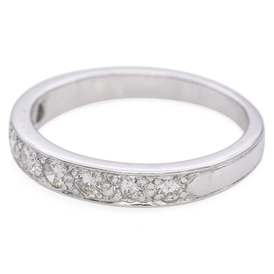 Vintage Platinum 0.27tcw Diamond Semi Eternity Wedding Band Ring - Image 3 of 4
