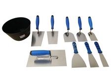 9-tlg. Maurerset Kellen Glättekelle Gipserspachtel Maurerkelle + Gipsbecher