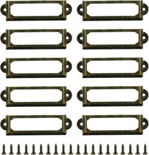 50Pcs Antique Metal Label Holders 2" X 0.67" for Office File Drawer Cabinet