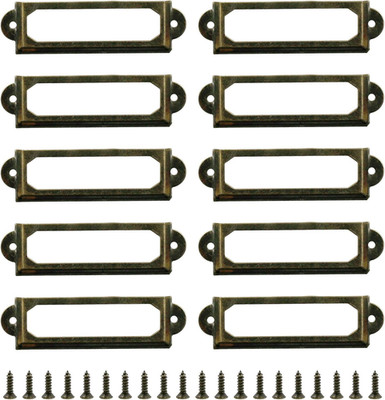 50Pcs Antique Metal Label Holders 2'' X 0.67'' for Office File Drawer Cabinet