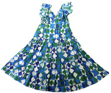 FARM RIO Anthropologie Women’s L Blue Green Geometric Carmelita Maxi Dress $220