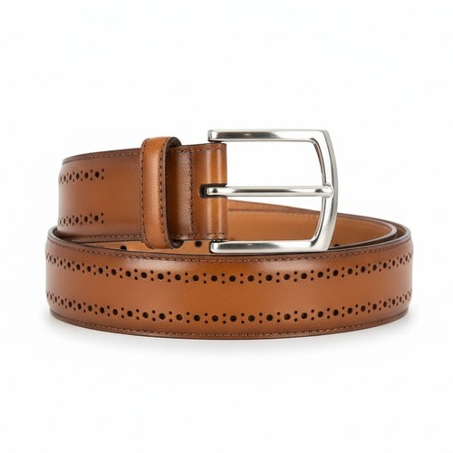 Allen Edmonds Herren 42 Leder Brogue perforiert massiv Messing eleganter Gürtel Hergestellt in den USA