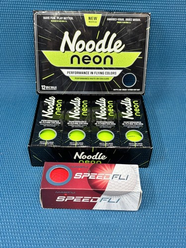 NEW 12 TaylorMade Noodle Neon Golf Balls Yellow + Bonus 3 Maxfli Speedfli Pink
