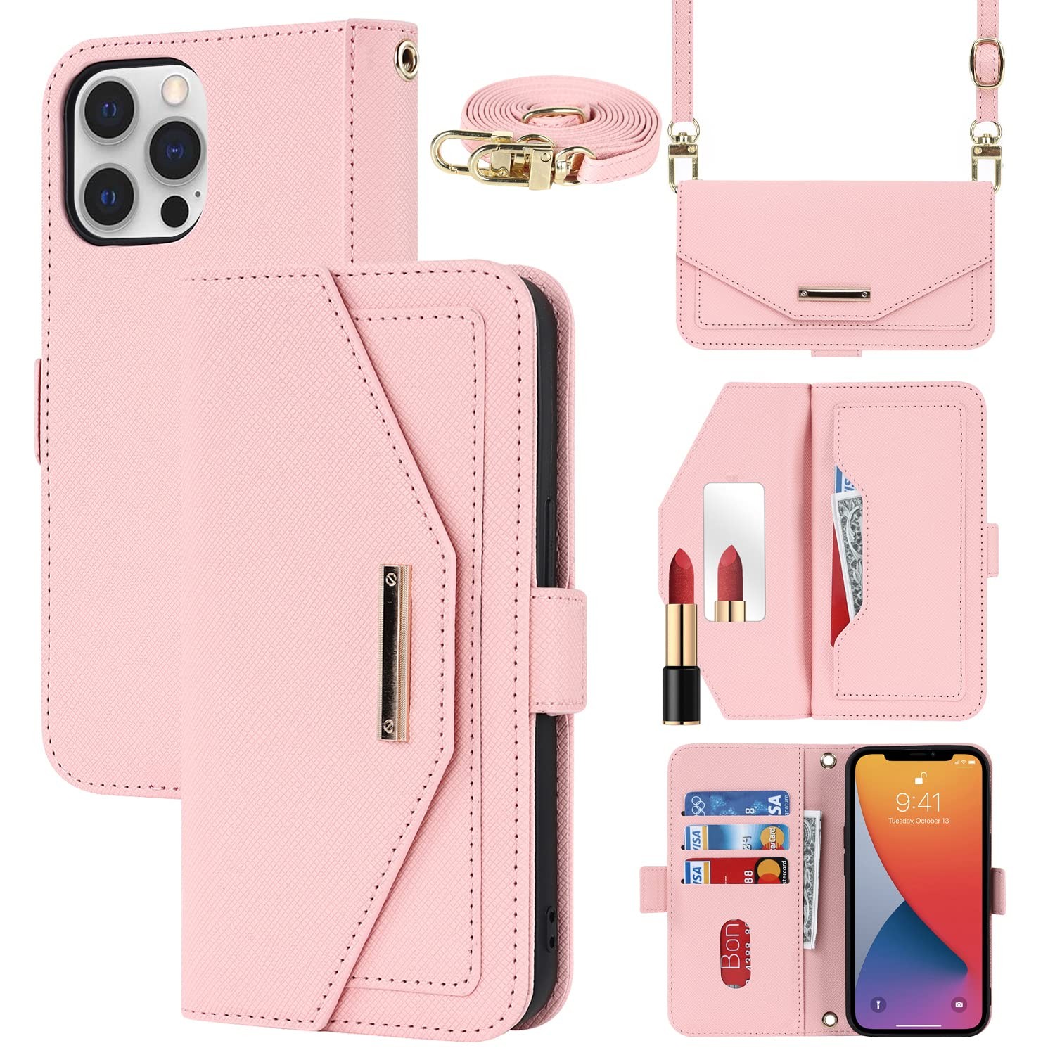 Coque iPhone 12 Pro Max haut de gamme style étui portefeuille en similicuir