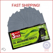 Natural Oil Blotting Sheets for Face with Bamboo Charcoal - 3pk/300 Makeup Frien