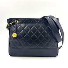 Chanel Leather Tote Shoulder Bag Women Black One Size