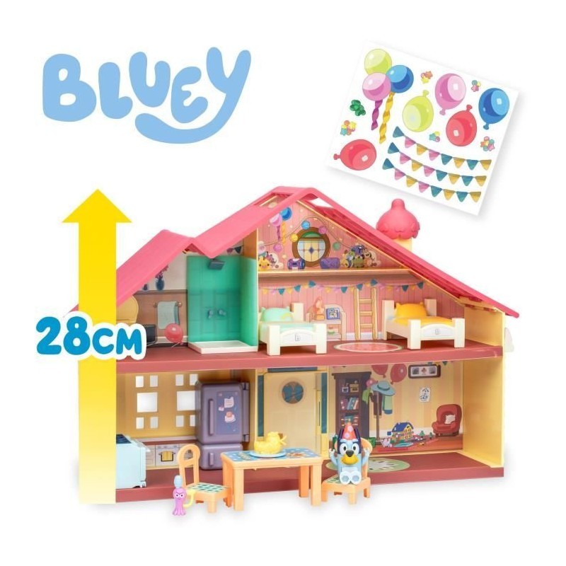 Maison anniversaire Bluey pour imaginer des fêtes d'enfants dans la salle de jeux