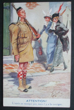 WW1 T GILSON Comic SCOTTISH SOLDIER RIFLE GLENGARRY CAP LADIES LIKE HIS KILT