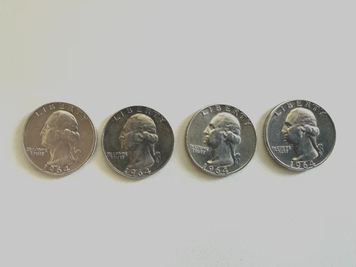 4 USA Washington Quarter-1964-D