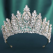 9.8cm Tall Large Crystal Pageant Wedding Queen Princess Tiara Crown For Women