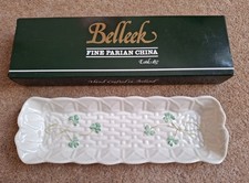 Belleek Vintage Ireland Fine Porcelain Shamrock Mint Tray Dish 8th Blue 1993- 96