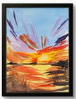 Original Warm 11x14 Water Landscape Acrylic Painting Bedroom Wall Art Canvas