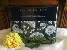 RALPH LAUREN Delphine Paisley FULL/QUEEN Duvet Cover Cotton Navy MSRP 355 NEW