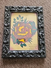 CO Tattoo Artist Signed Framed Flash Art Print Features A Blooming Rose