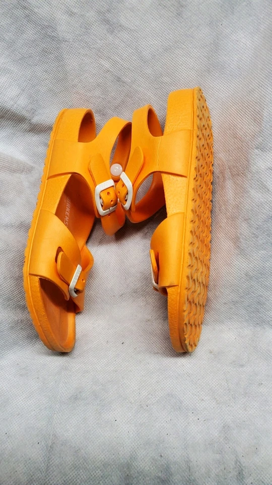 Birkenstock Rio Niños Niñas Talla 34 EE. UU. 3 Naranja Goma Hebilla Sandalias Correa Plana Foto 3 de 4