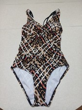 Jantzen Swimsuit One-Piece Size 14 Leopard Geometric Padded