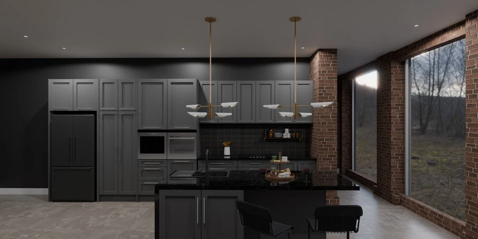 Lámpara de araña lineal Quoizel LOI444 Leoni 4 luces 44" W - níquel Foto 3 de 4