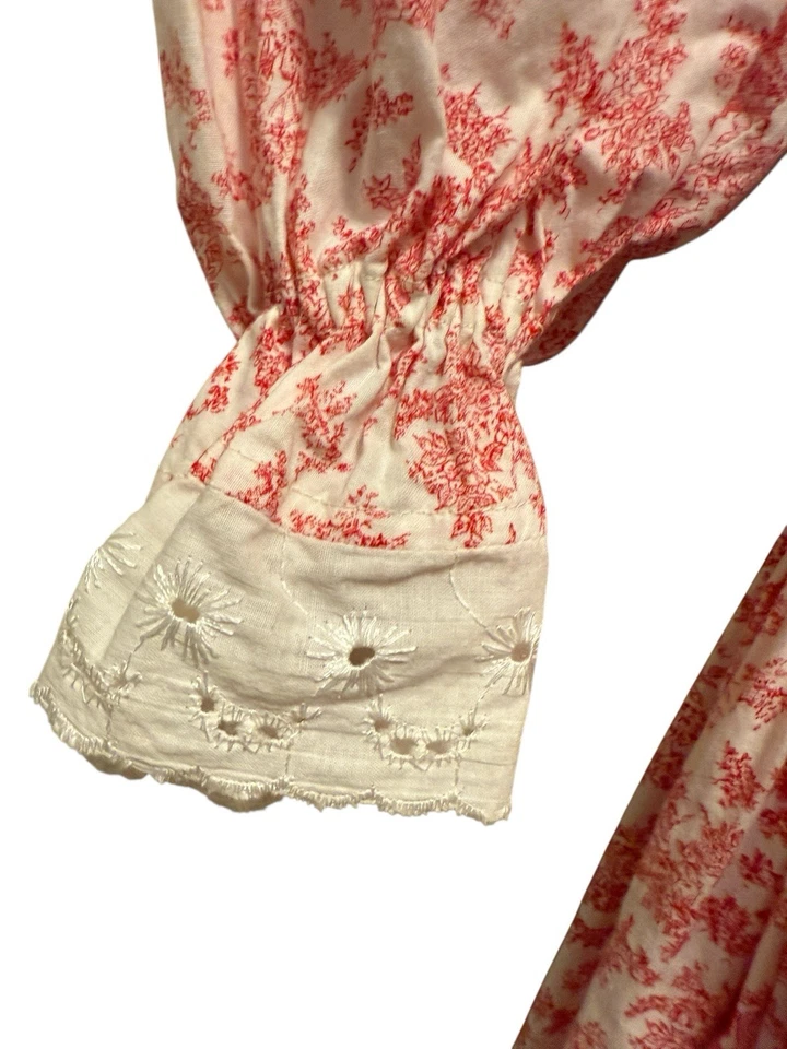 Vestido Pradera Vintage Años 70 Volantes Encaje Toile Cottagecore Rosa Hecho a Mano Pequeño Foto 4 de 4