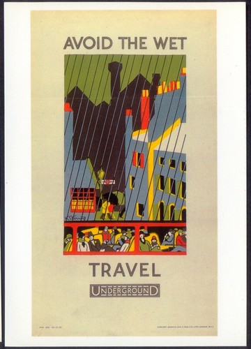 Modern Postcard: Avoid the Wet -Travel by Underground. 1925 Poster Repro (LTM350 - 第 1/1 張圖片