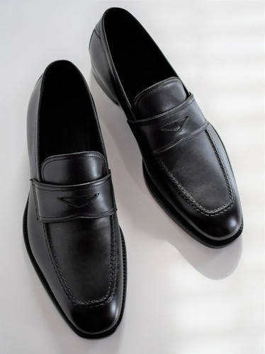Nuevos Zapatos de Vestir ERMENEGILDO ZEGNA Cuero Negro MOCASÍN DE CENTAVO EE. UU.-7 EU-6 - Imagen 5 de 12