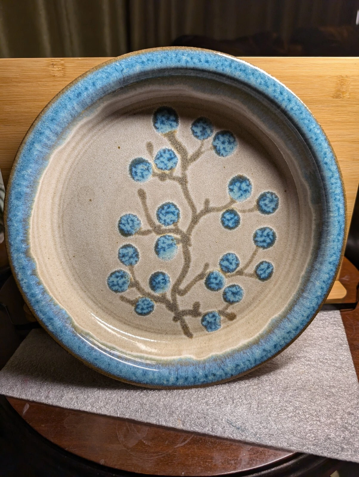 Vtg 1993 Signed Machulia Studio Art Pottery Pie Plate Dish 10.75" Diameter