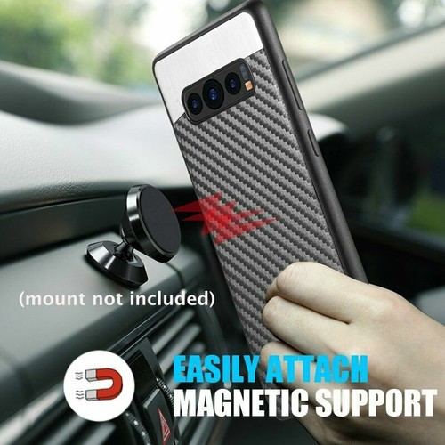 Für Samsung Galaxy S9+ S10 Note 9 - magnetische schwarz Kohlefaser Hartgummi Hülle - Bild 13 von 21