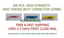 300 Pack High Strength Heat Shrink Butt Wire Connectors Crimp 22-18,16-14,12-10