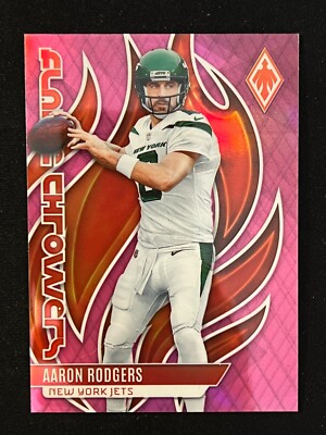 2023 Panini Phoenix Aaron Rodgers Flame Throwers Pink #/175