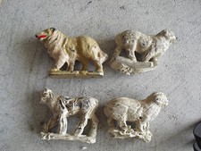 Lot of 4 Vintage Hard Rubber animal Figures Dog and 3 Sheep