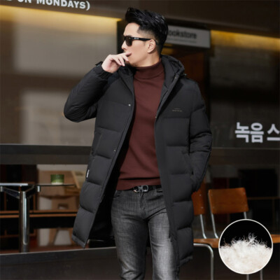 Winter Down Jacket Mid-length Thickened Warm Men's Outwear Business Casual  Coats | eBay