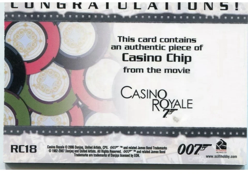 RARE 2007 James Bond The Complete $500 Casino Royale Chip (Left Half) Relic RC18 - Image 2 of 2