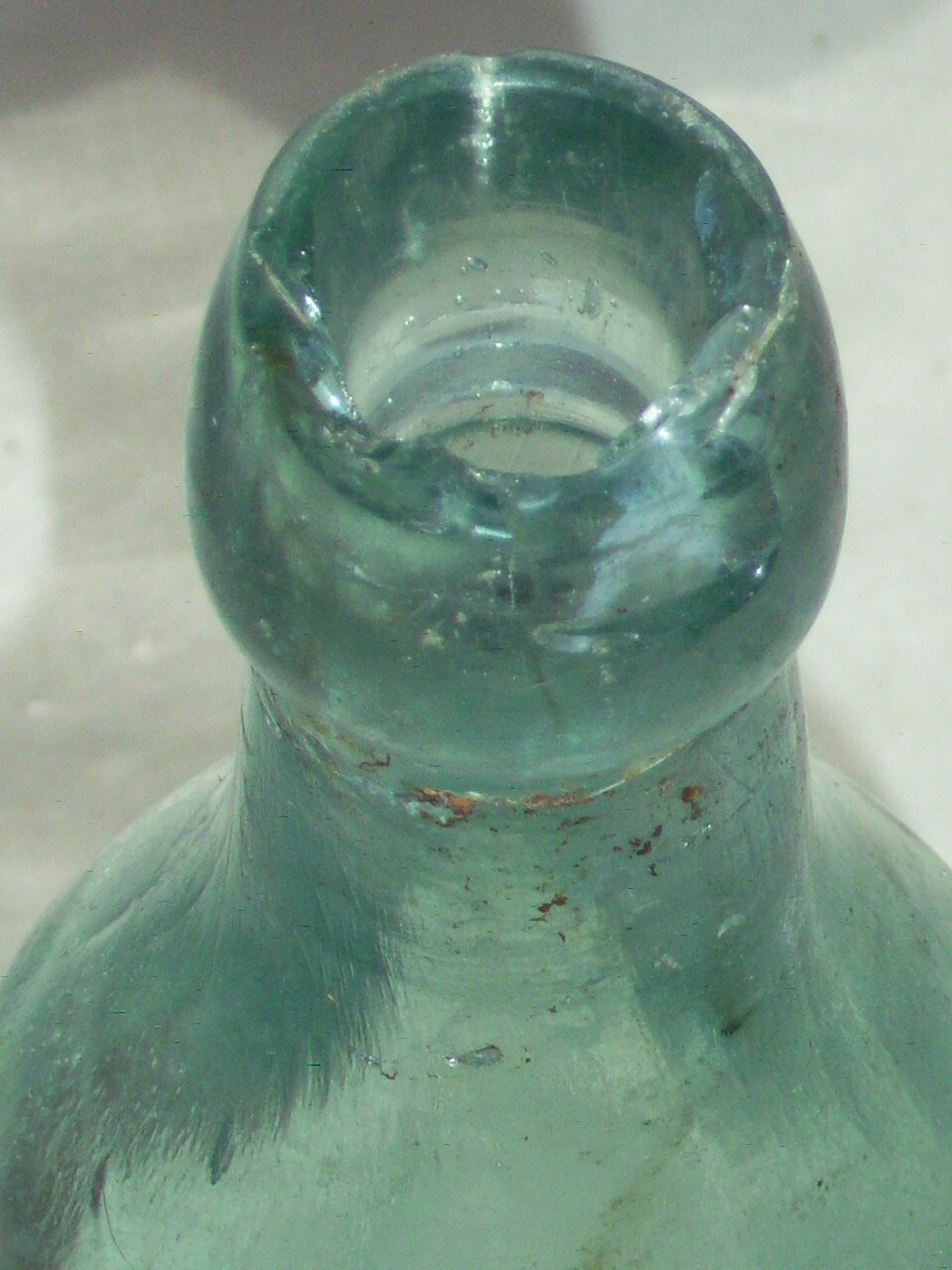 Vintage blue embossed  E. Marsili Harrisburg, Pa. affixed blob top glass bottle