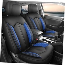Car Seat Covers Full Set, Breathable Faux Leather Seat Full-Set Blackblue