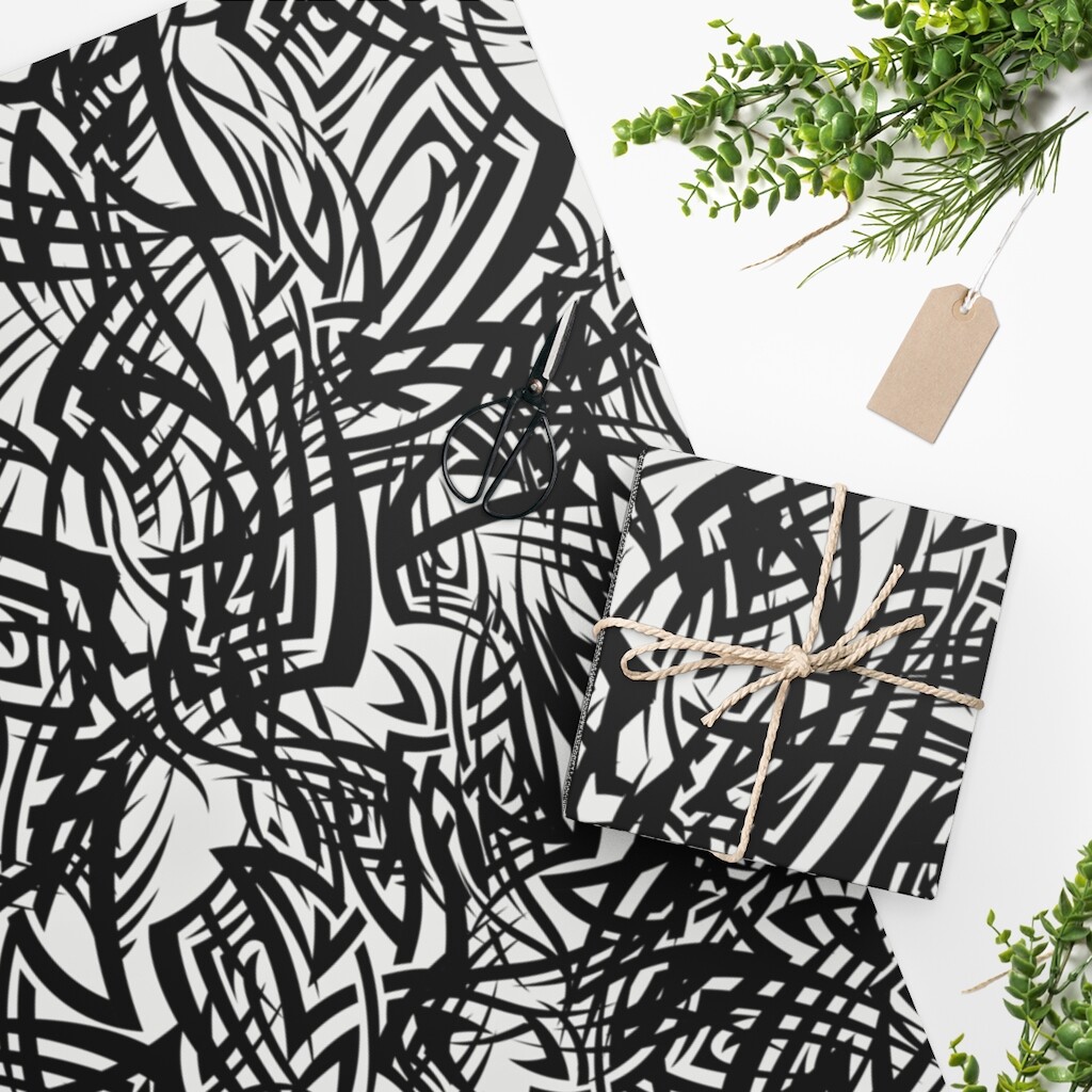 Black And White Abstract Tribal Wrapping Paper, Boho Chic Gift Wrap | Ebay