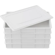 White BPA Free Plastic Pizza Dough Proofing Box with Lid, 4 Trays and 1 Cover