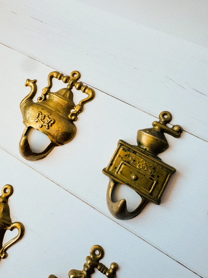 Juego de 2 ganchos de pared de latón de cocina vintage, perchas de pared antiguas para toallas Foto 4 de 4