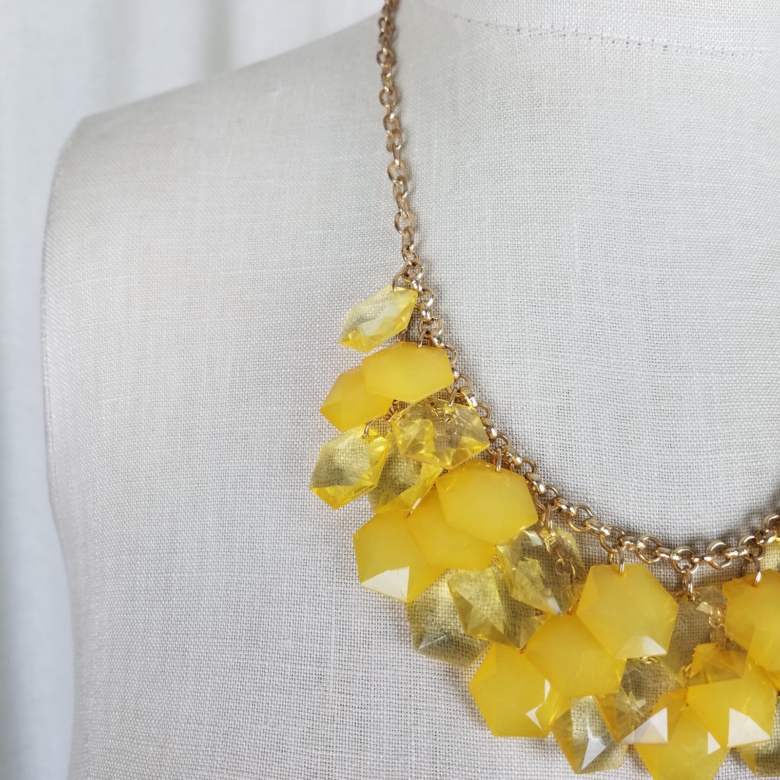Yellow Statement Dangle Charm Bib Cluster Chunky … - image 3