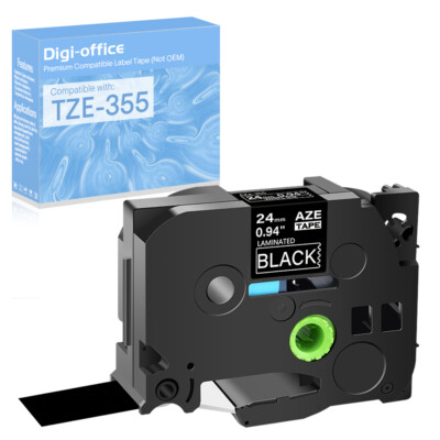 1PK Compatible with Brother PT-2730 TZ355 TZe355 White on Black Label Tape 24mm