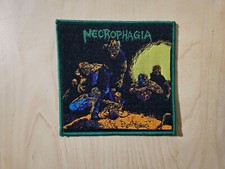 NECROPHAGIA, SEW ON GREEN BORDER WOVEN PATCH