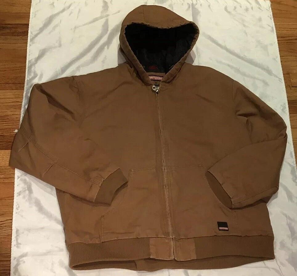 CRAFTSMAN~MEN'S Hooded Canvas Bomber Workwear Jacket SZ XXL Pre-owned