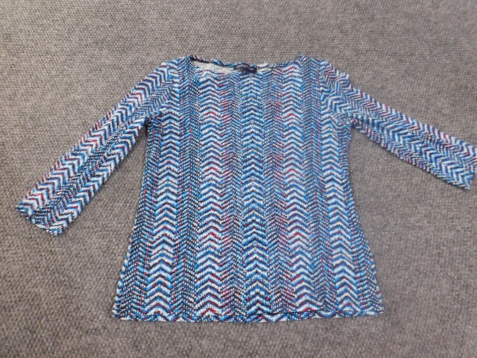 Jones New York top Large blue stretch woemns striped cotton casual - Image 2 of 4