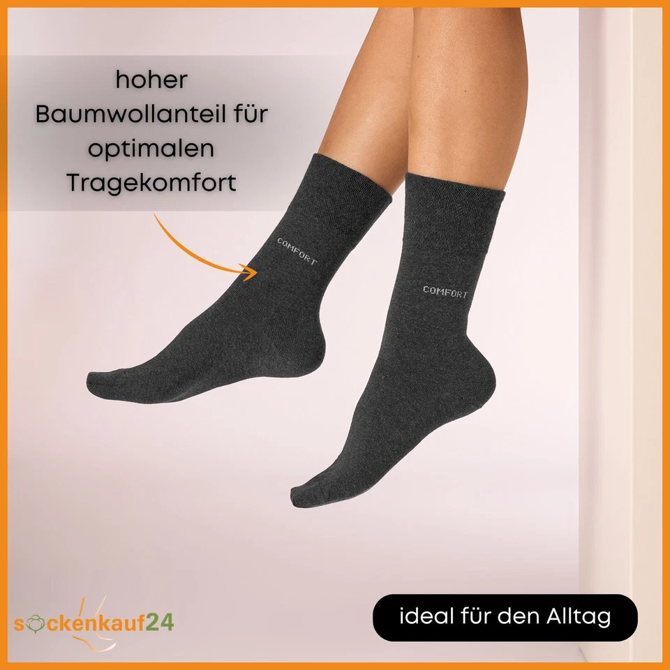 Comfort Diabetiker Socken ohne Gummi Herren Damen Baumwolle ohne Naht 10-30 Paar - Bild 2 von 4