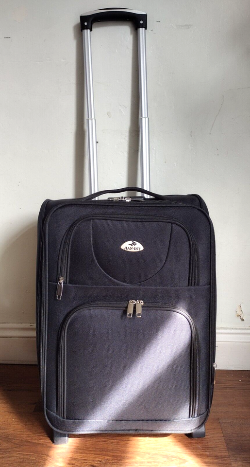 JIAN INTERNATIONAL LUGGAGE Black 2Wheel LAPTOP SOFTShell SUITCASE Cabin