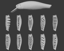 wLure Hard Plastic 3D Stencil for Fishing Lure Jerkbait Blank Body UPM606