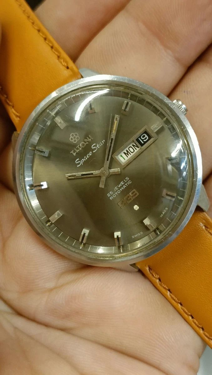 Authentic Titoni Space Star 25 Jewels 999 Day Date Swiss Men's Automatic Vintage