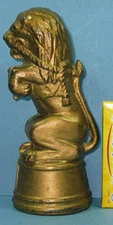 OLD AUTHENTIC CIRCUS LION W/CORD IN MOUTH ON TUB, CAST IRON BANK **SALE** CI 549