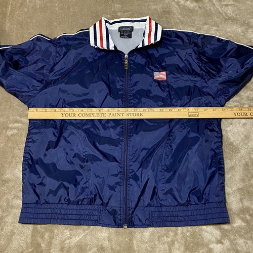 Vintage Lavon Windbreaker Navy Blue Jacket Lightweight USA 90s Full Zip Medium - Picture 5 of 6