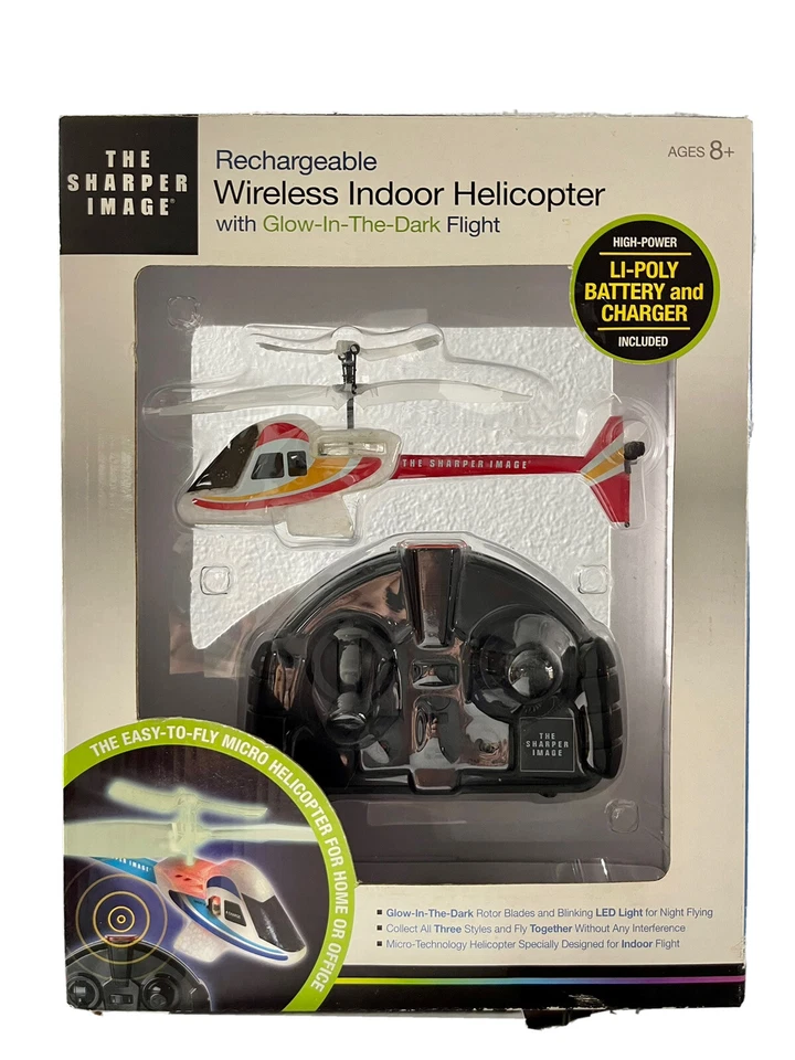 New Sharper Image Glow-In-The-Dark Rechargeable Wireless Indoor Micro Helicopter - Image 2 of 4